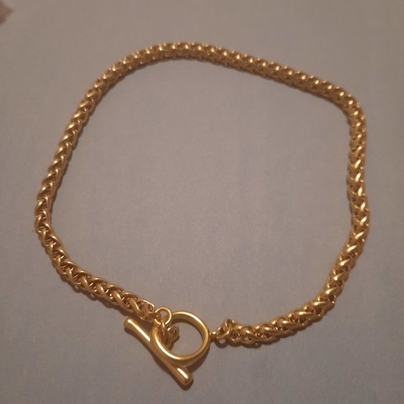 Madewell Gold-tone Brushed Wheat Chain Toggle Necklace - Picture 2 of 4